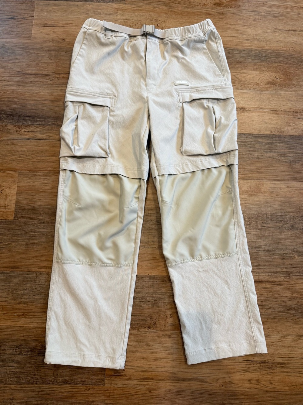 Zara Rhuigi Men's Light Cream Convertible Cargo Pants with Utility Pockets L